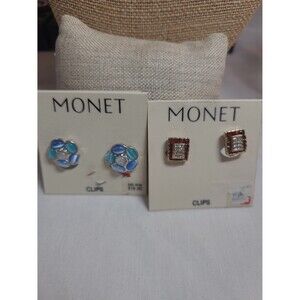 Two Pair Of Monet clip earrings